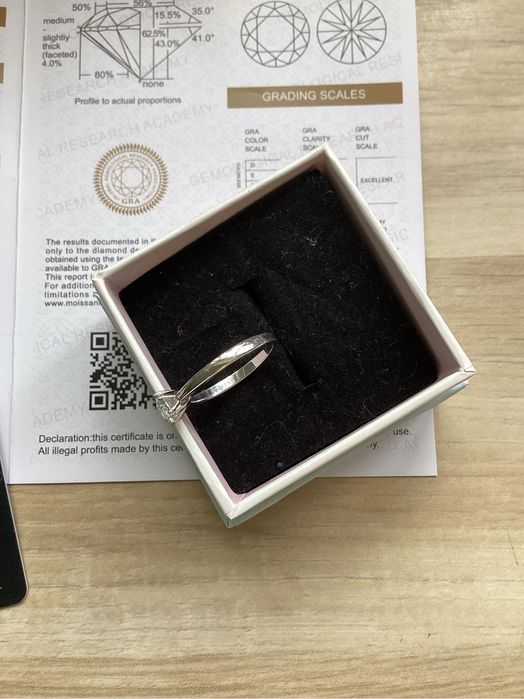 Srebrny pierścionek z lab diament Moissanite 0,5 karata 5 mm