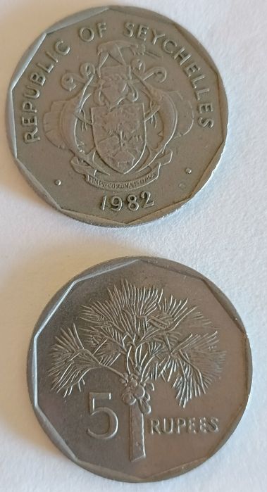 Moedas de República das Seychelles. SR: Seychelles Rupees