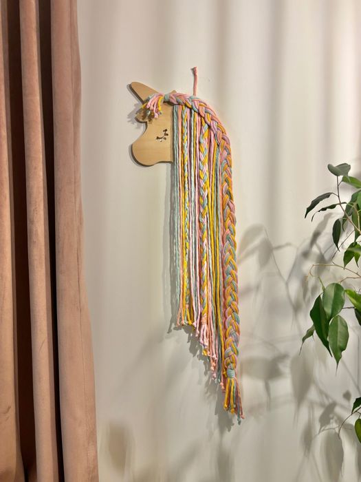 Jednorożec organizer na spinki makrama sklejka drewno