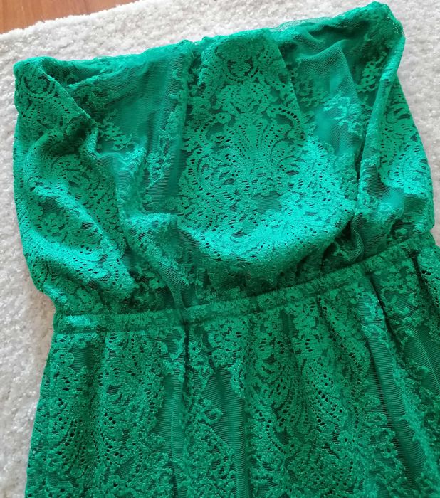 Vestido rendado comprido da Mango