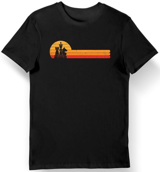 Koszulka męska dla szachisty - szachy retro czarna 3XL