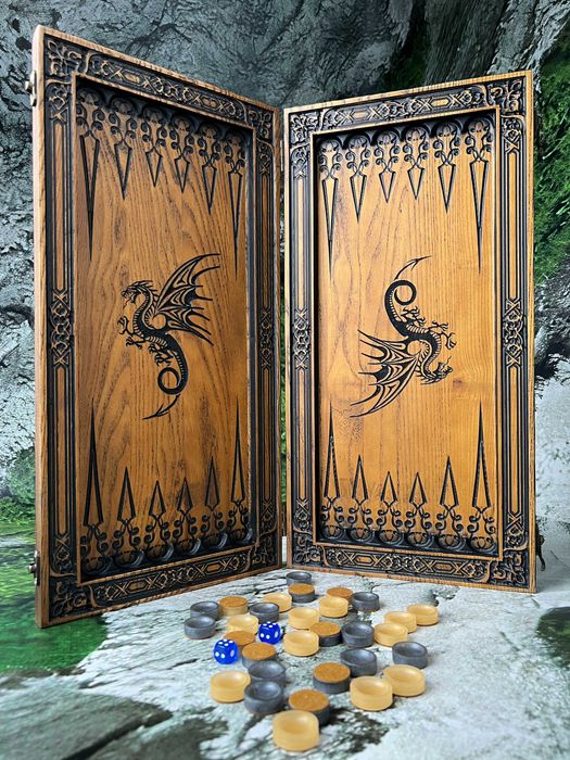 нарди нарды з дерева, дракон, китайський дракон, дракон вісьмірка
