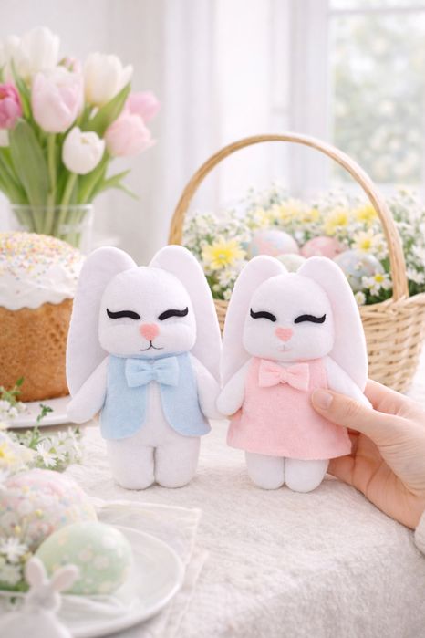 Кролик - іграшка з фетру, ручна робота, Пасхальний декор Подарунок