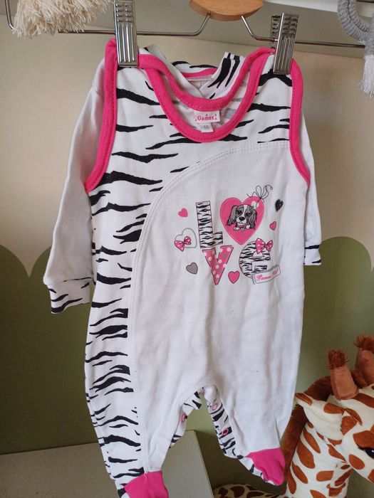 Zestaw Kaftan rozpinany i śpiochy gamex r.68 z pieskiem