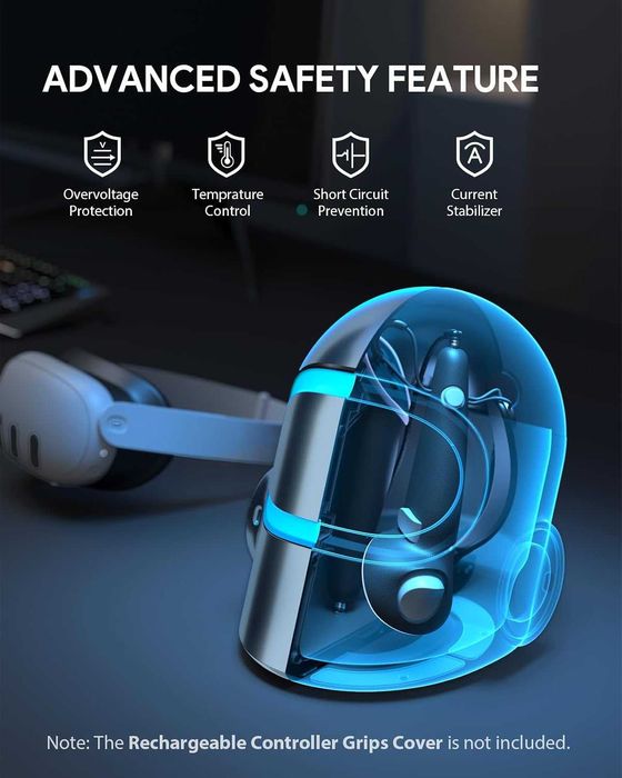 CyberCore firmy Aubika, VR stacja ładująca do akcesoriów Meta Quest 3, do Quest Pro/Oculus Quest 2/Pico 4 (srebrna)