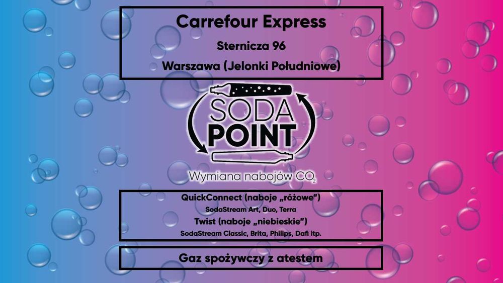 Sodastream W-wa (Jelonki Południowe), Sternicza 96 Wymiana nabojów CO2