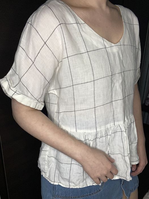 блуза з баскою у клітинку mango