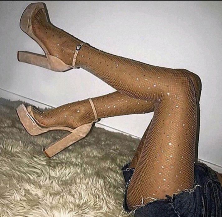 Rajstopy nude cialowe z kryształkami