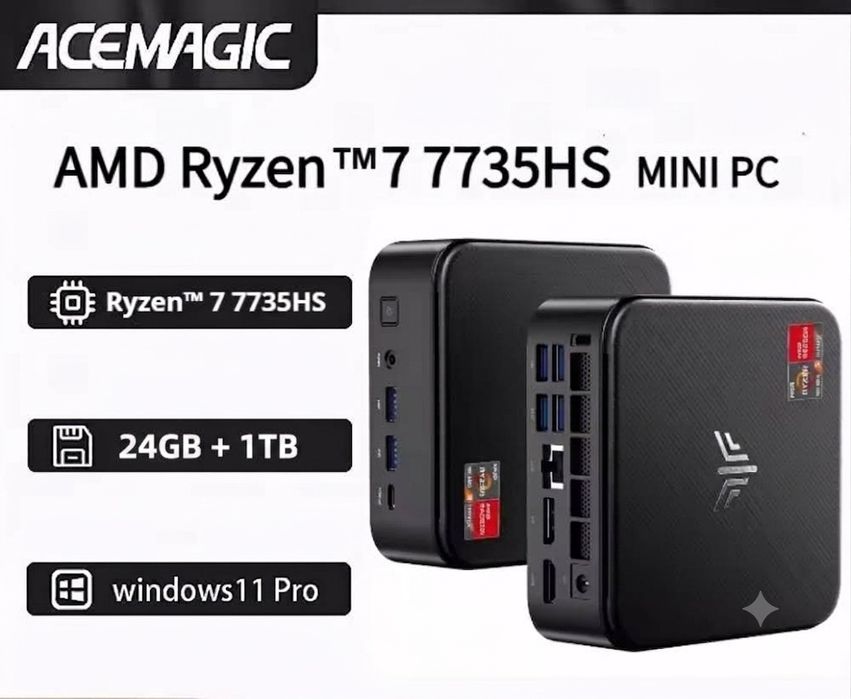 Міні ПК Acemagic Ryzen 7 7735HS , 24Gb/ 1Tb  , mini pc