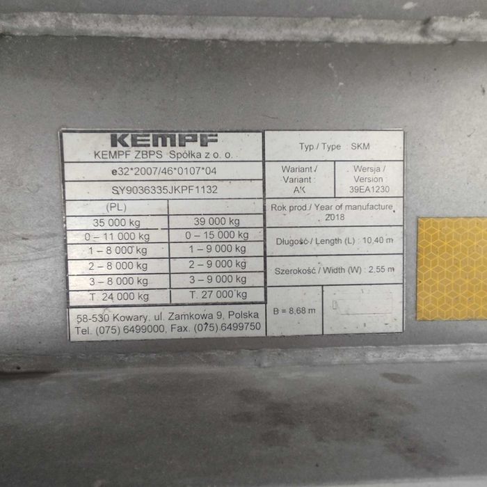 Kempf wywrotka 47,5 m3. 2018 r