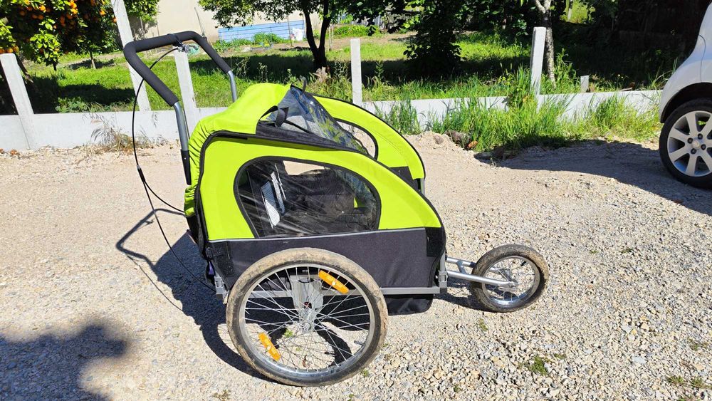 Reboque Bicicleta 2 em 1 para 2 Crianças de 2 com Cinto de Segurança