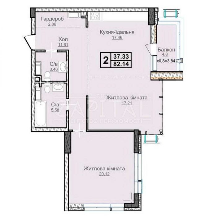 2-комнатная квартира по адресу бульвар Дружбы Народов (площадь 82 м²) - Atlanta.ua - фото 8