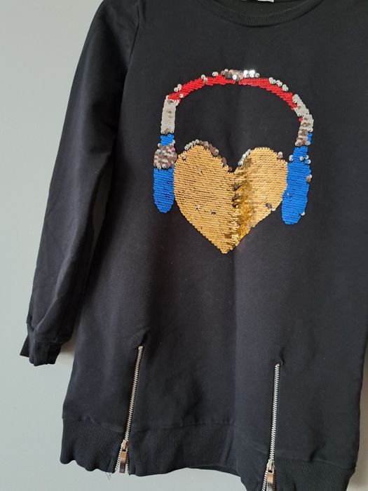 Czarna bluza toontoy 146 obracane cekiny serduszko