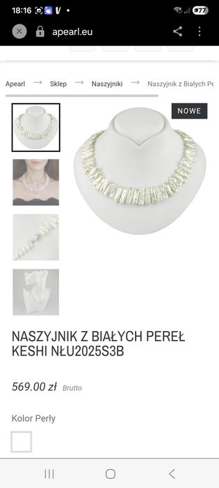 Naszyjnik z pereł naturalnych słodkowodnych Keshi