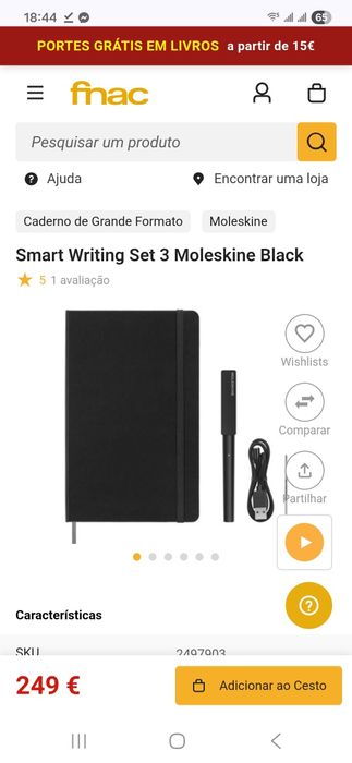 Conjunto de Caderno e Caneta Esferográfica Digital Smart Writing Set