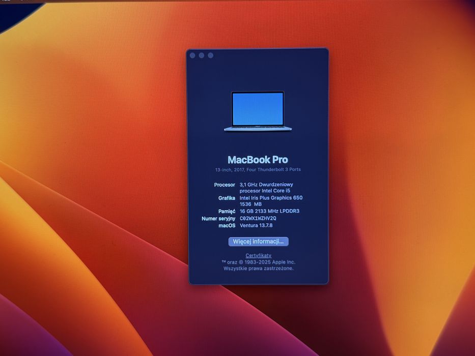 Macbook Pro 13 | A1706 | Touchbar | Nowa bateria | 3,1GHz i5 16GB RAM