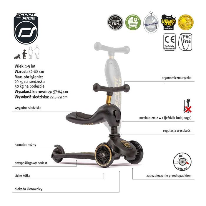 SCOOT AND RIDE Hulajnoga HighWayKick 2w1