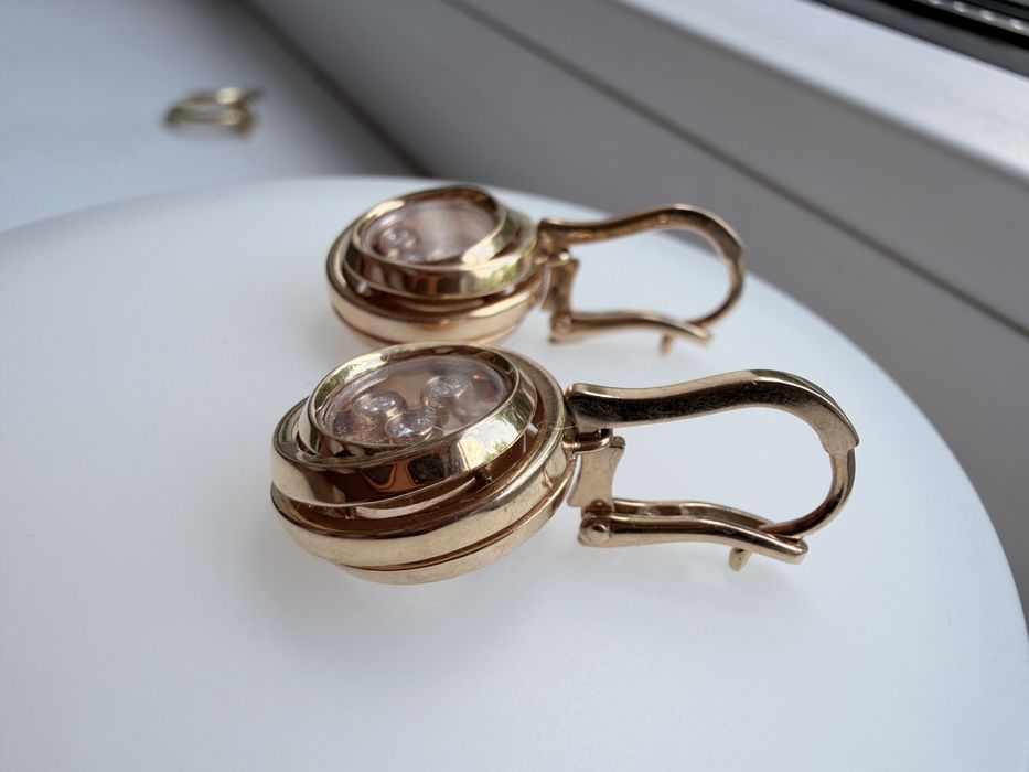 Золотой шикарный набор Chopard серьги кольцо