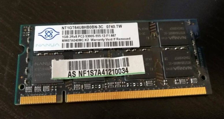 Memória 1GB DDR2 PC2-5300 SODIMM