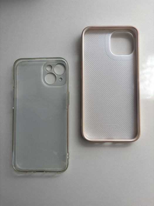 Case etui iPhone 14 biały perłowy i niebieski marmurowy