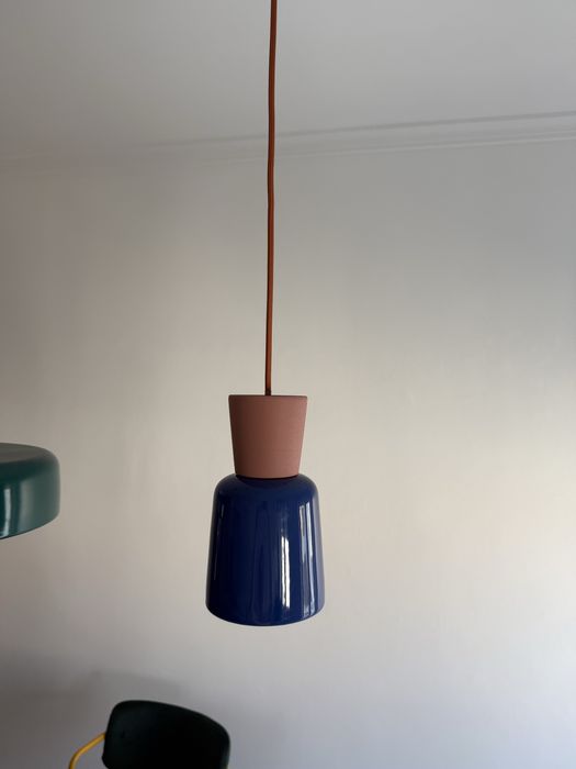 Candeeiro Teto Ceramica Azul
