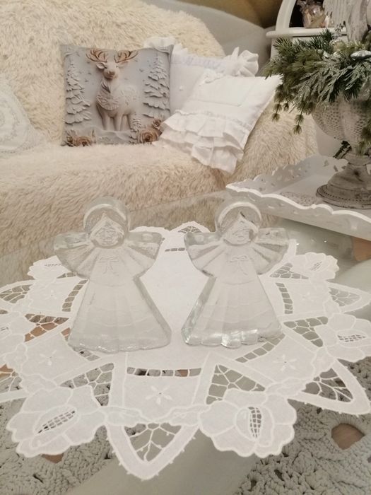 Szklane aniołki, świeczniki