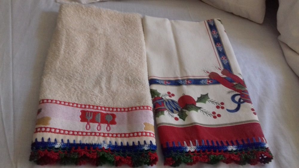conjunto de pano e toalha para conzinhazinha e de casa de banho