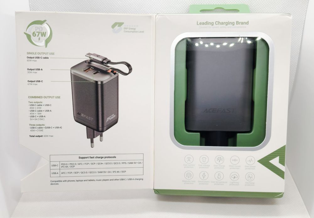 ACEFAST PD67W GaN. Быстрое многопортовое зарядное устройство