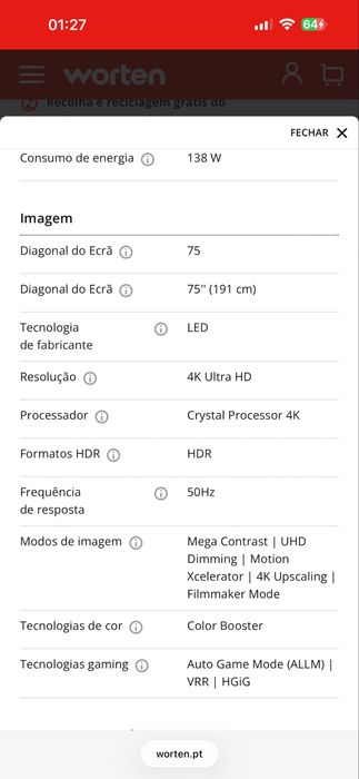 TV Samsung 75 polegadas UHD 4K