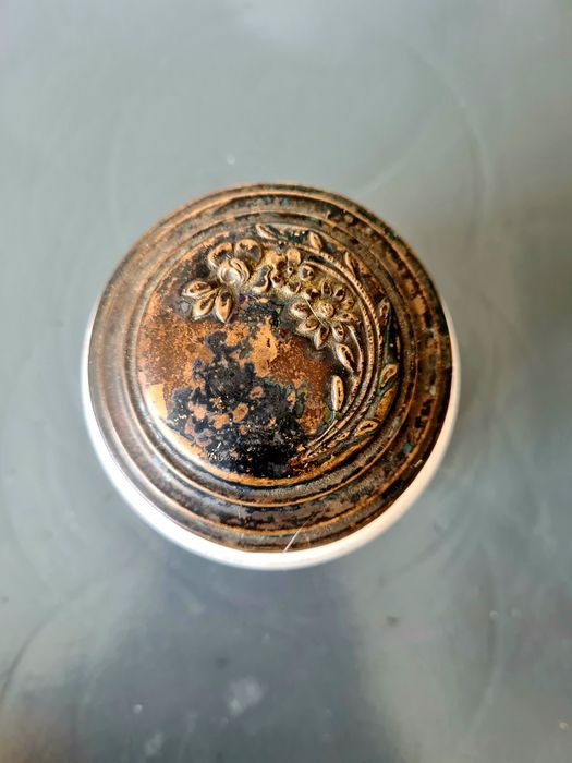 Raridade Anos 30: Caixa de Pó de Arroz Arte Déco Completa (Com Borla Original)
