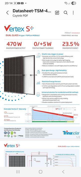 Panel Solarny Trina Solar 465w Promocja