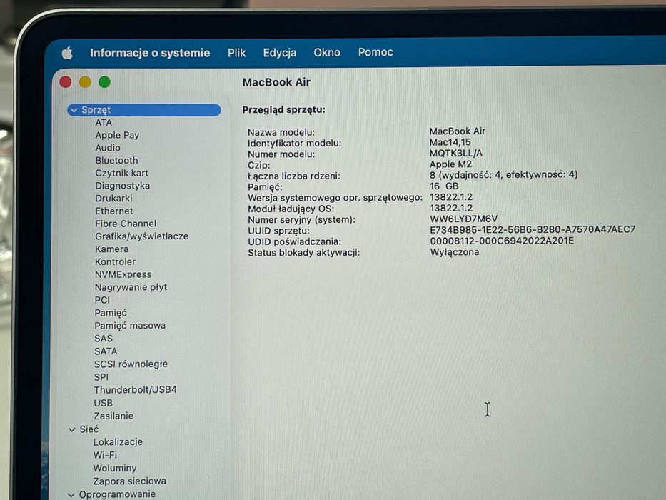 2023 MacBook Air A2941 15" M2 16GB 1000GB