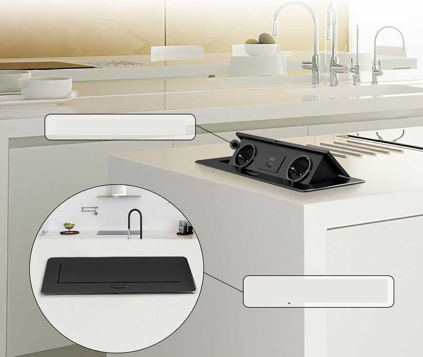 Gniazdko Stołowe do Zabudowy 2 Gniazda Wtykowe USB Brak Mocowań