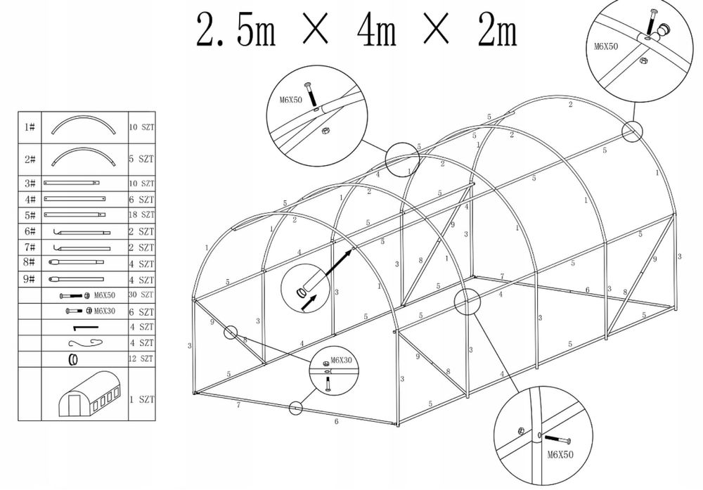 NOWY Tunel Foliowy Ogrodowy Foliak Szklarnia 400x250 4x2.5 Duży