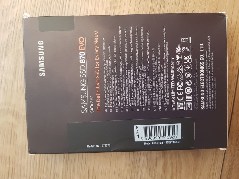 Nowy dysk SSD Samsung 870EVO Sata 2TB.
Sprzedam dysk SSD Samsung 870 E