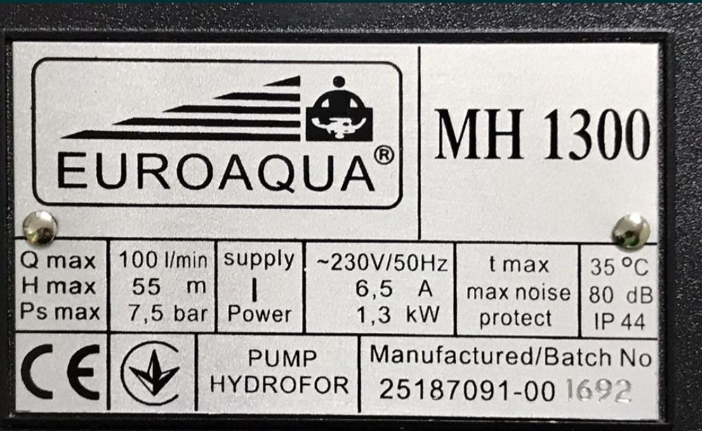 Мощная насосная станция 1.3 кВт 7 бар 6 кубов в час