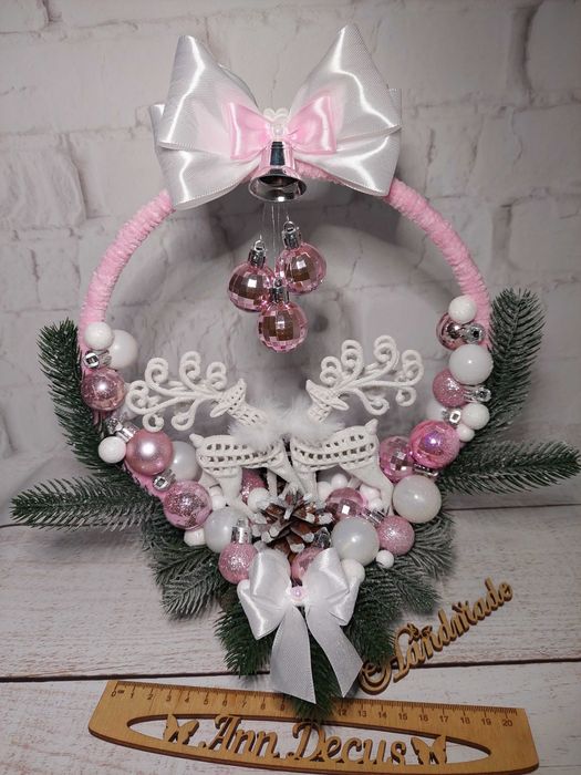 Dekoracja świąteczna z reniferem. Stroik na stół. Handmade