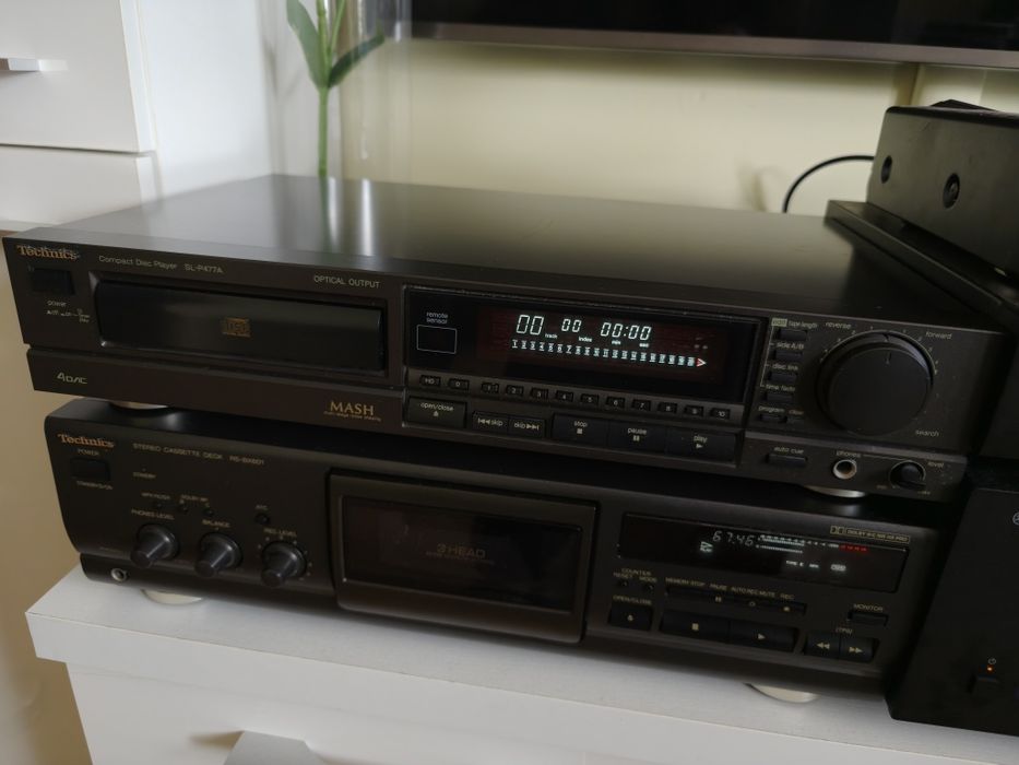 Odwarzacz CD Technics SL P477A i magnetofon rs  bx601 3 głowicowy po serwisie