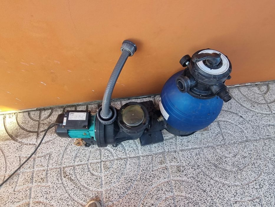 Motor de piscina e filtro de areia