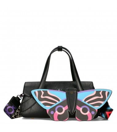Torebka damska kuferek EGO czarna motyl