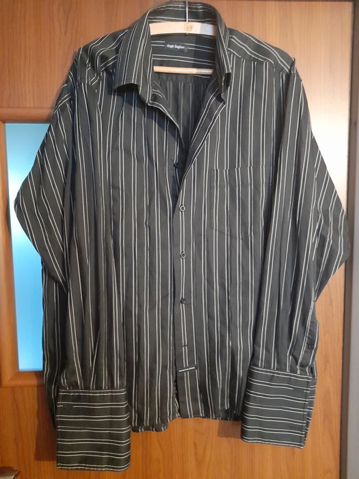 Bluzka czarna Gaudi lub koszula w prążki Hugh Baghart 42 16 1/2