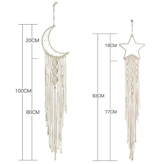 Estrela e Lua em Macramé com Luz