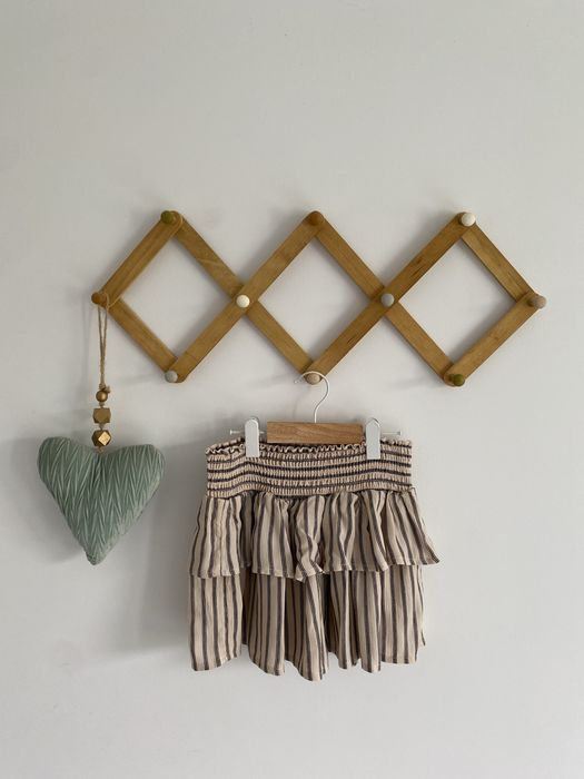 Spódniczka beżowa h&m paski granatowe 110/116