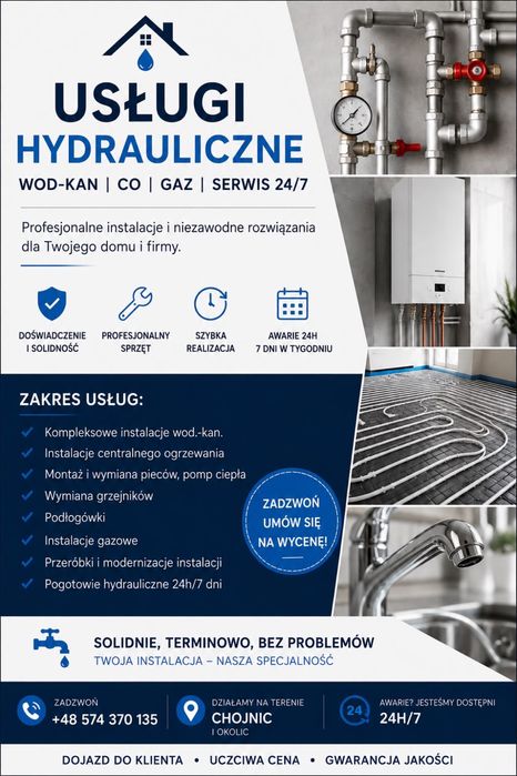 Usługi hydrauliczne Hydraulik Serwis Piec