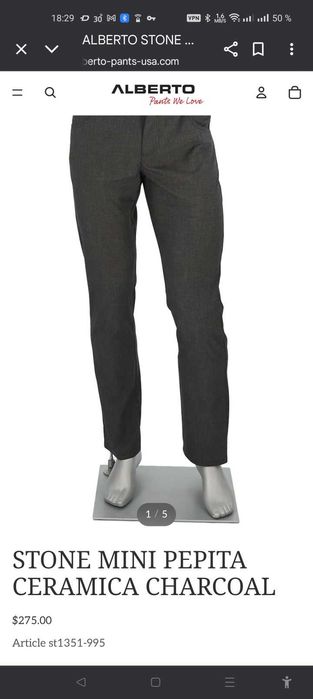 Джинсы (chino Alberto Ceramica Germany w32 stretch dark grey.