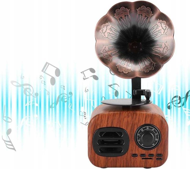 ZESTAW Odtwarzacz radiowy RETRO  w kształcie gramofonu BLUETOOTH sd