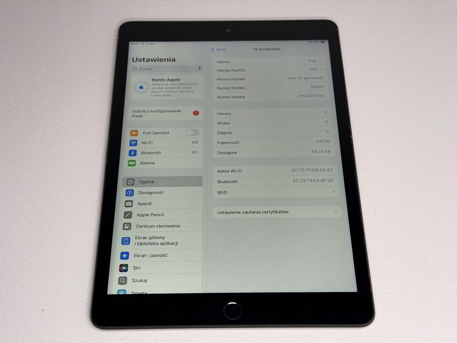 iPad 9. gen. (A2602) - 64GB - faktura VAT 23%