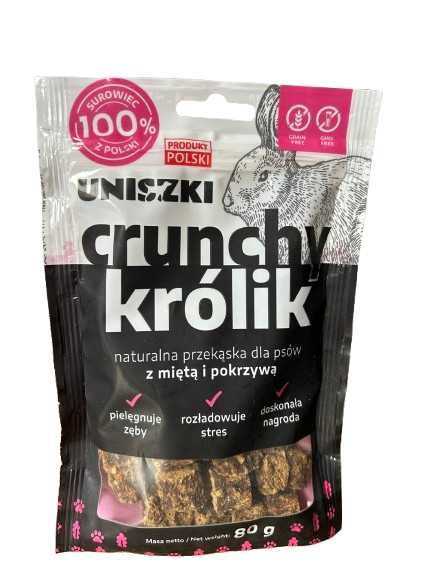 Crunchy królik mięta pokrzywa 80g Uniszki naturalna przekąska dla psów