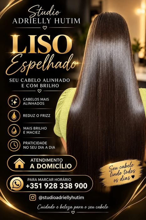 Liso espelhado Um cabelo liso e sem frizz