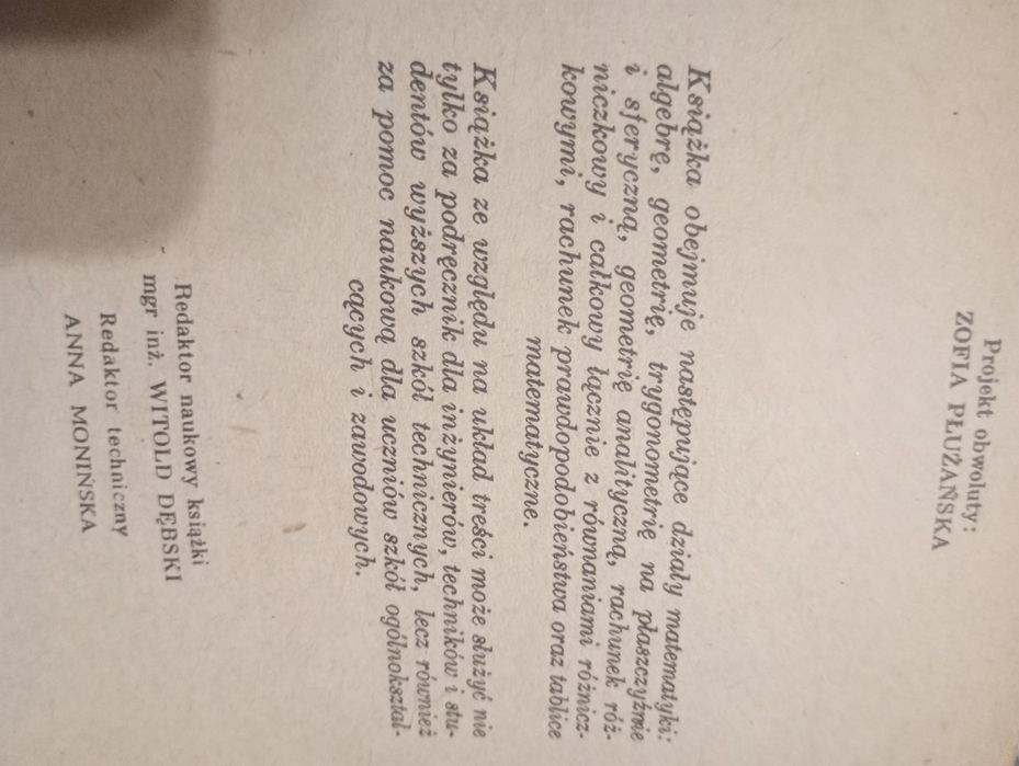 Matematyka wzory, definicje i tablice wydanie z 1963r